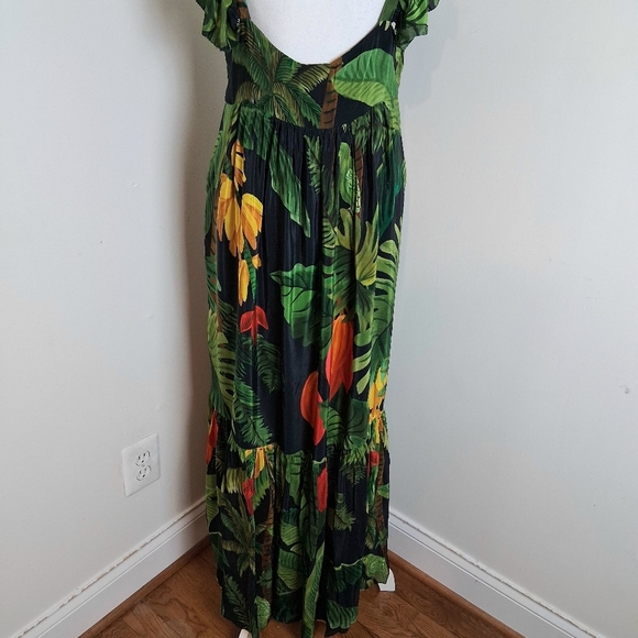 Farm Rio Cocoa Forest Maxi Dress Size Large NWT - Picture 7 of 13